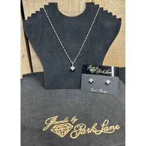 Vintage Signed Park Lane "BLUSH" Necklace And Pierced Earrings Genuine CZs J-311